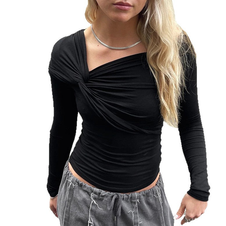 Spicy Irregular Knot Long Sleeve Top