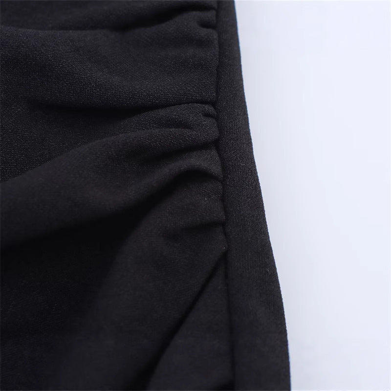 Metal-trimmed Fitted Asymmetric Sleeveless Dress