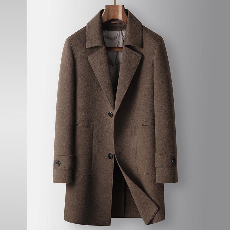 Men's Autumn And Winter Mid-length Detachable White Goose Down Inner Handmade Coat