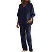 Long-Sleeve Knitted 2-piece Set Lounge Set