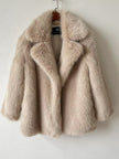 Notched Collar Mid-Length Fur Coat