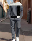 Men's Casual Sporty Round Neck Sweatshirt And Pants Two-piece Set