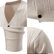 Men's Casual Knitted Fashion Cable Loose V-Neck Cardigan