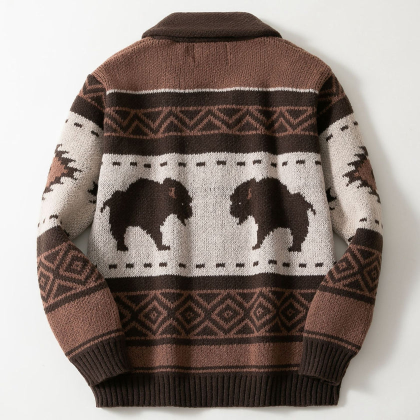 Men's Retro Jacquard Knit Sweater For Autumn And Winter