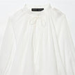 Women's Stand-up Collar Striped Lantern Long Sleeve Top