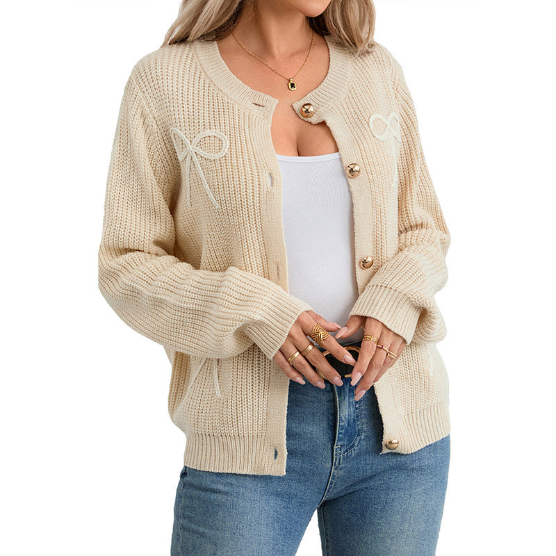 Women's Bow Long Sleeve Cardigan
