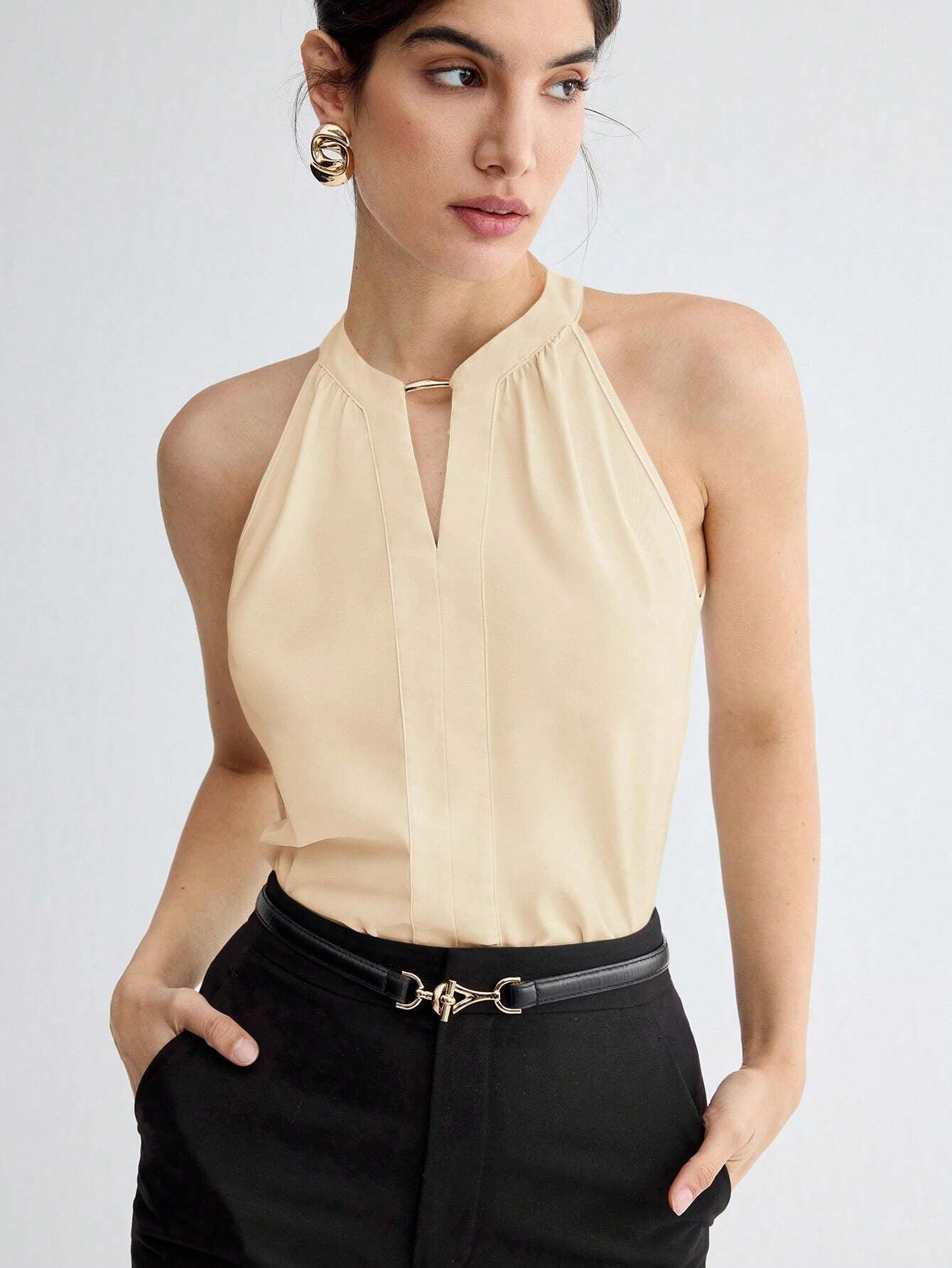 Sleeveless Halter Neck Top