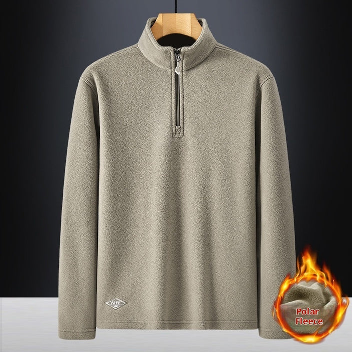 Men's Fleece Stand Collar Solid Warm Jacket
