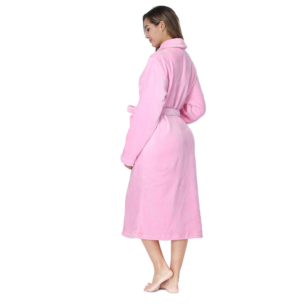 Women's Bathrobe Ladies Fleece Plush Warm Long Robes Fleece Nightgown Sleepwear