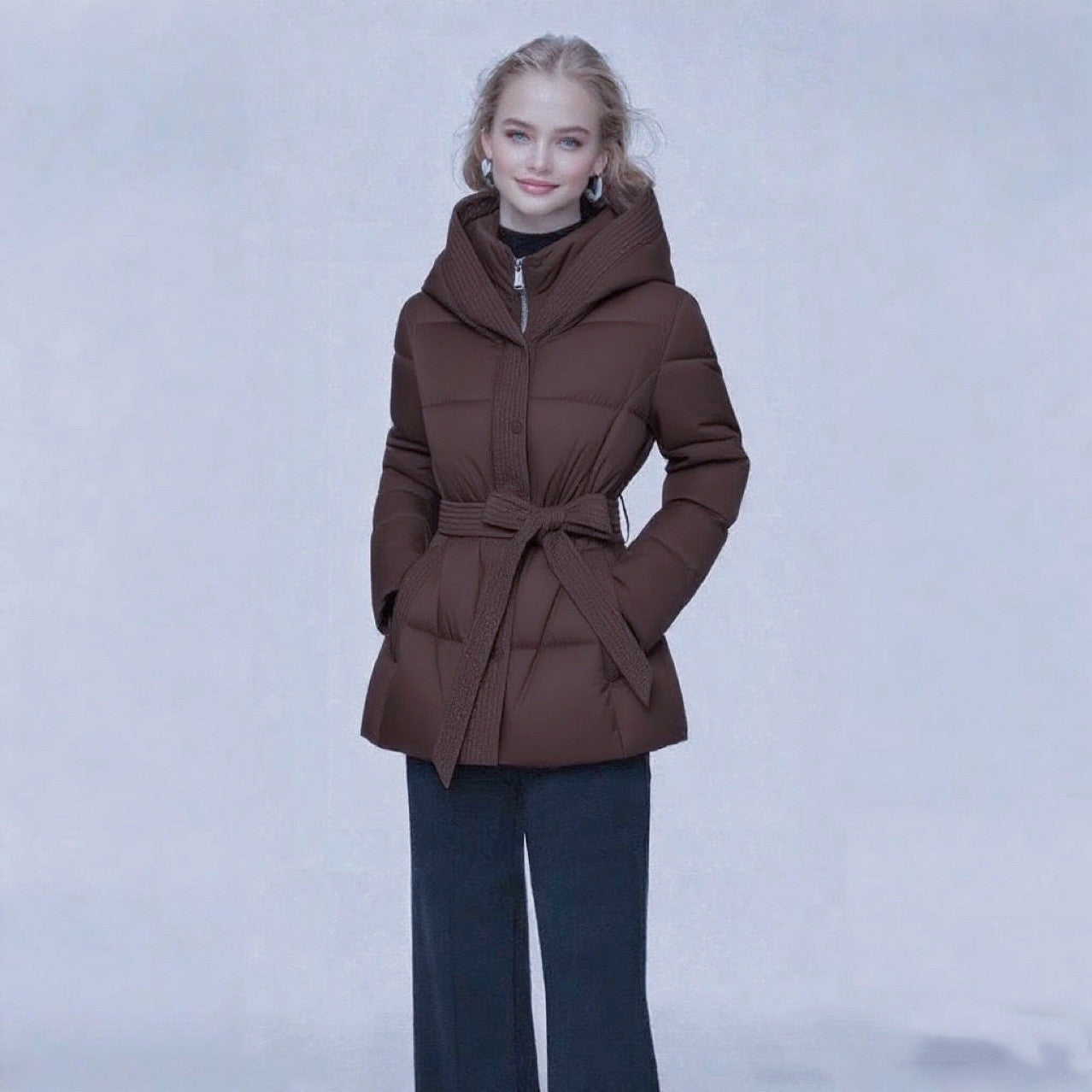 Women's Short Tie-front Warm Coat