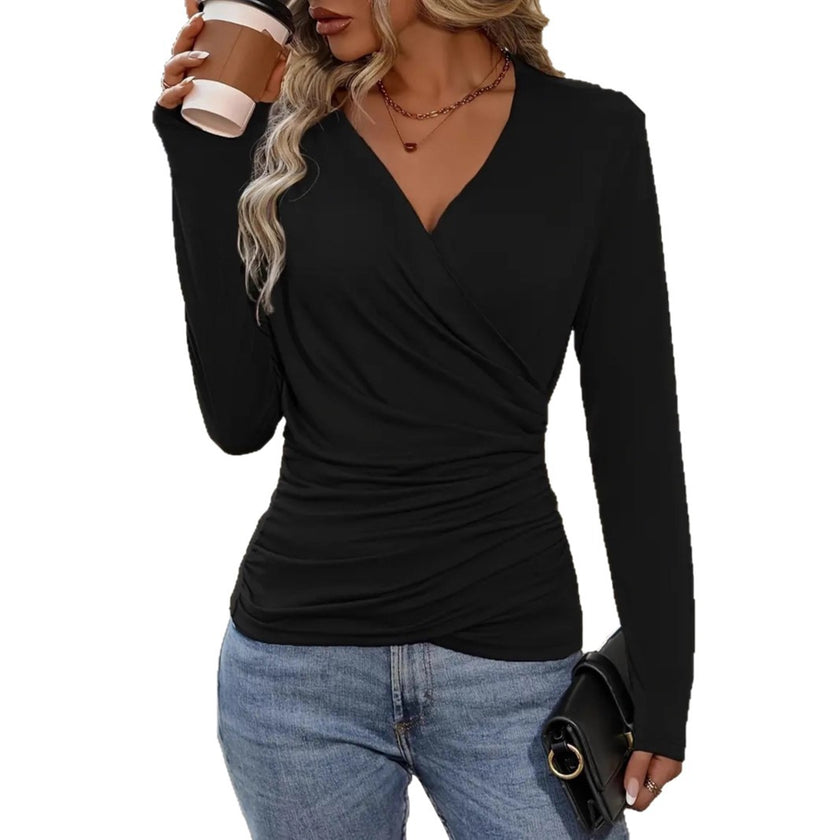 V-neck Long-sleeved Top