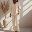 Long-Sleeve Knitted 2-piece Set Lounge Set