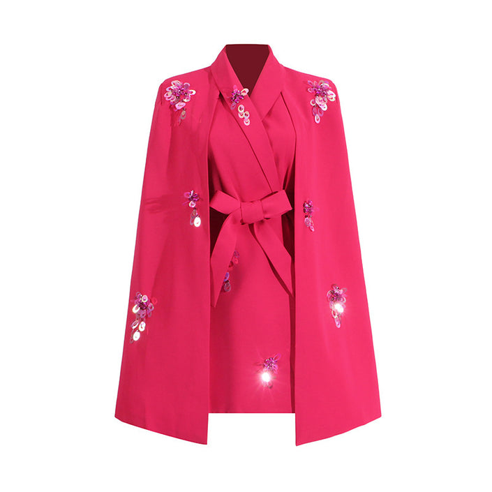 Elegant Loose Patchwork Waist-cropped Cape Blazer