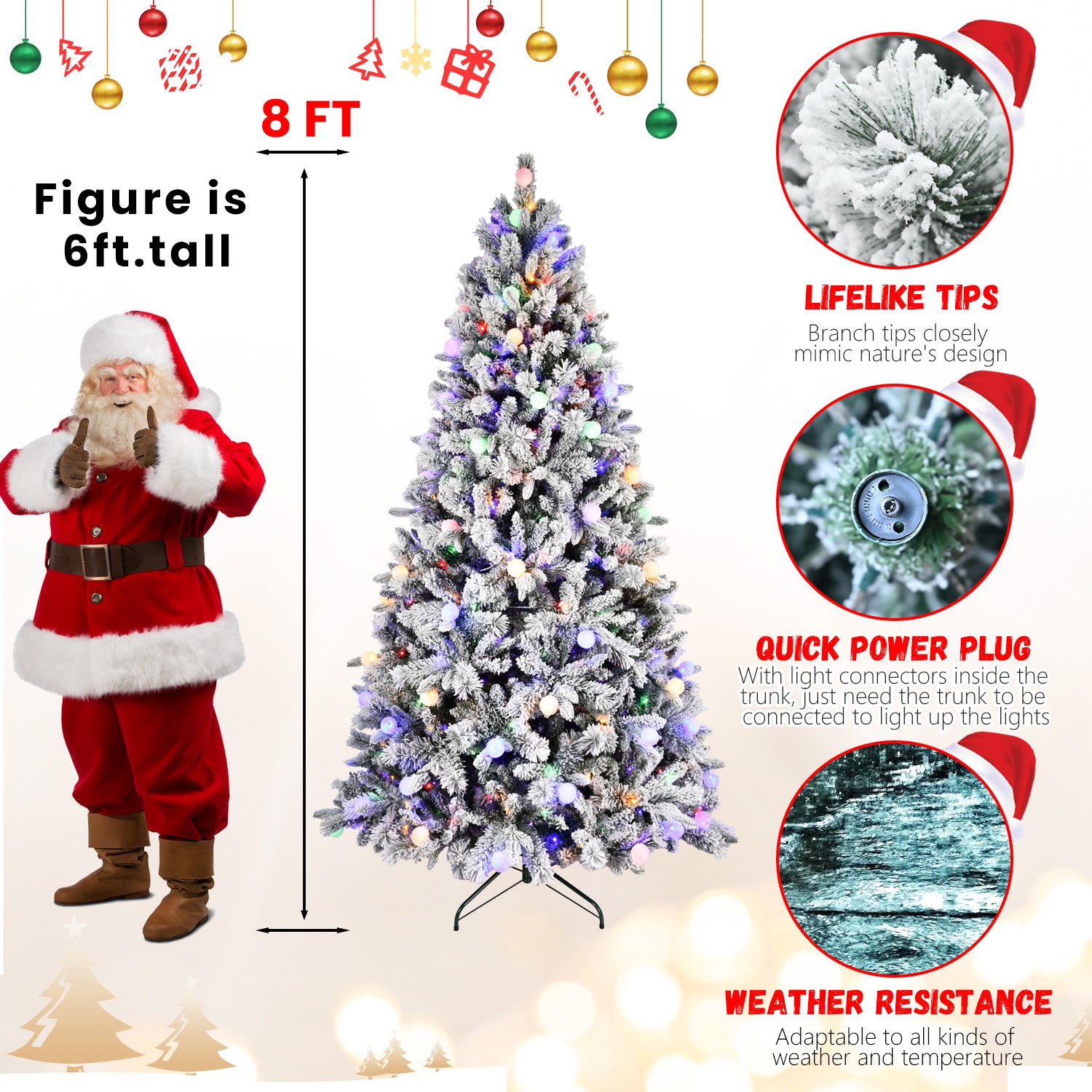 Pre-Lit Snow Flake Christmas Tree