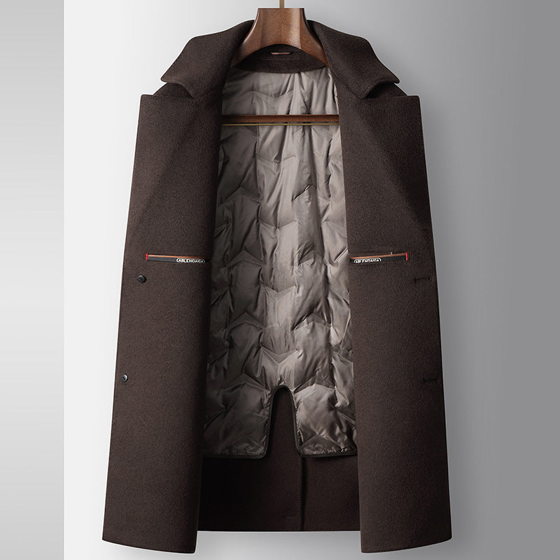 Men's Autumn And Winter Mid-length Detachable White Goose Down Inner Handmade Coat