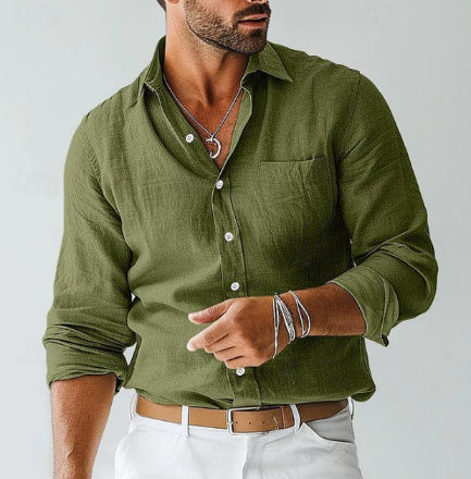 Denim Style Men's Long-sleeved Lapel Shirt
