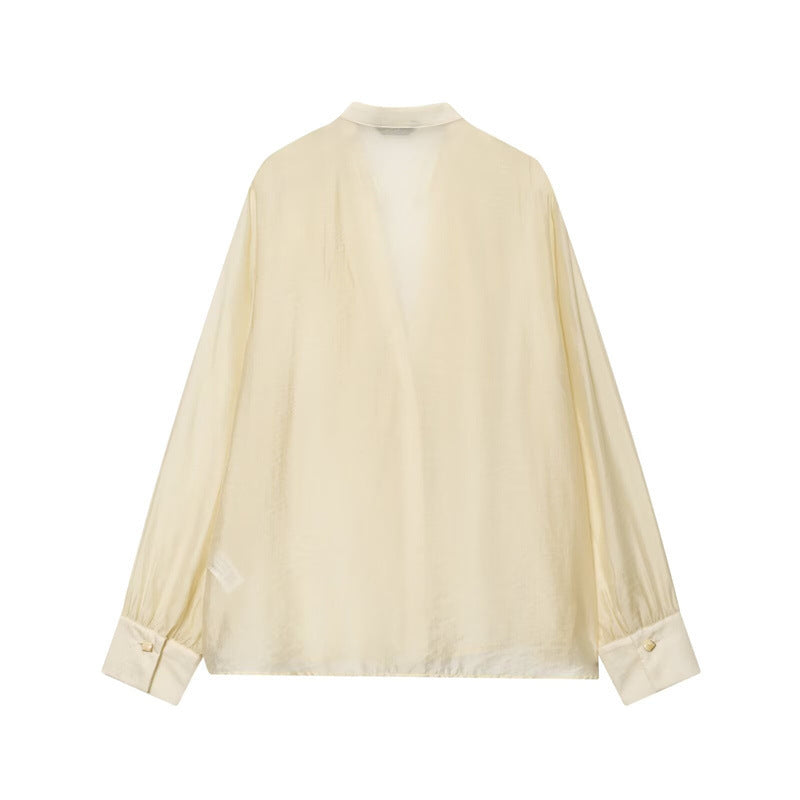 European And American Style New Fashionable Layered Decorative Bow Blouse