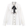 Women's Color-block Bow Layered Decorative Shirt