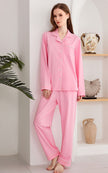RONGTAI Cotton Womens Pajama Sets Comfy Fall Winter Pajama Set Long Sleeve Sleepwear 2 Pcs Pjs Nightwear S-XXL