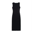 Metal-trimmed Fitted Asymmetric Sleeveless Dress