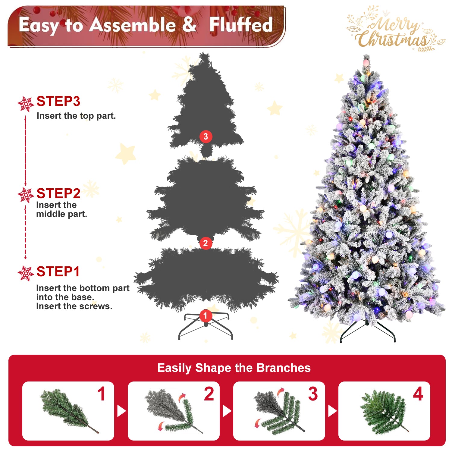 Pre-Lit Snow Flake Christmas Tree