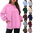 Women's Round Neck Pullover Oversized Loose Velvet Long Sleeve Sweatshirt