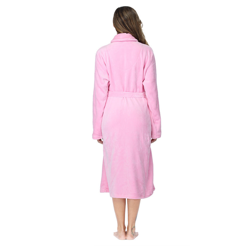 Women's Bathrobe Ladies Fleece Plush Warm Long Robes Fleece Nightgown Sleepwear