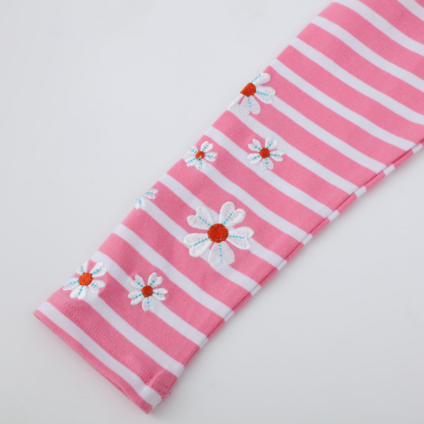 Girls Sunflower Stripe Leggings