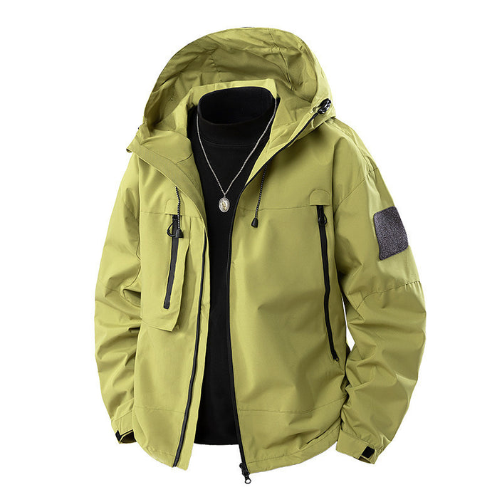 New Trendy Men's Windbreaker Slim Hooded Shoulder Patch Outdoor Jacket
