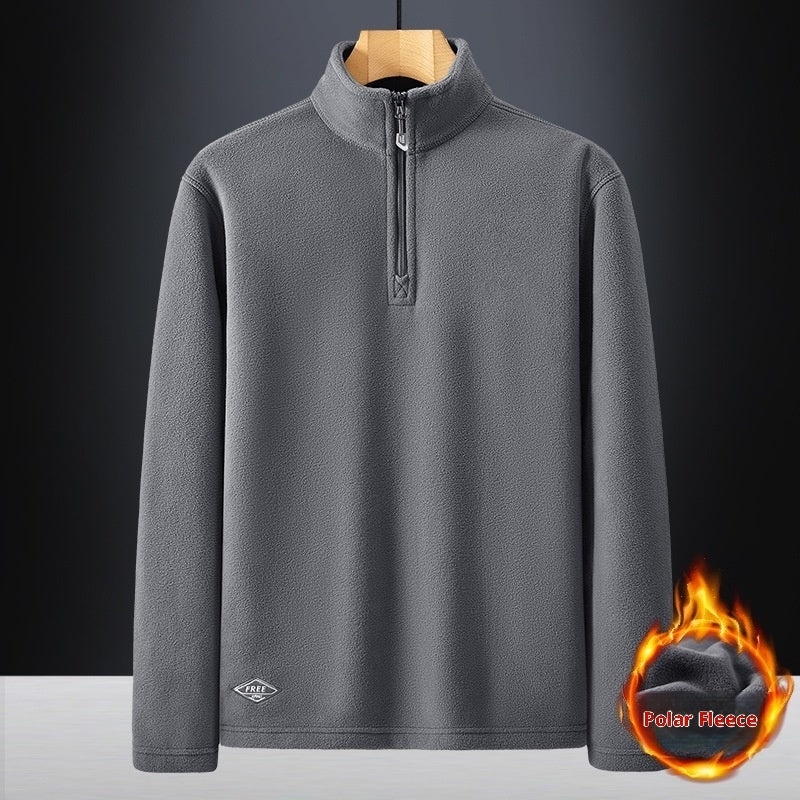 Men's Fleece Stand Collar Solid Warm Jacket
