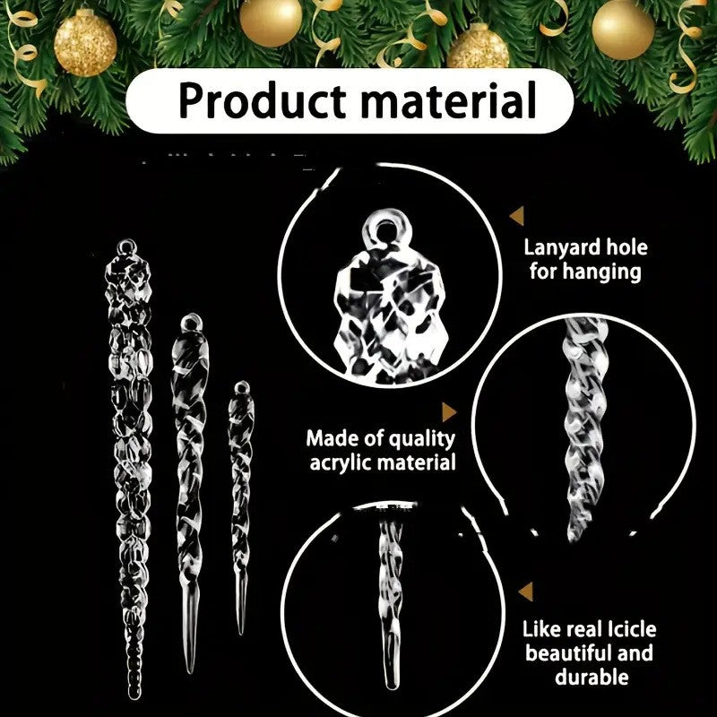 Crystal Clear Icicle Christmas Tree Decorations