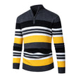 Men's Long-sleeve Half-turtleneck Zip-up Versatile Striped Sweater