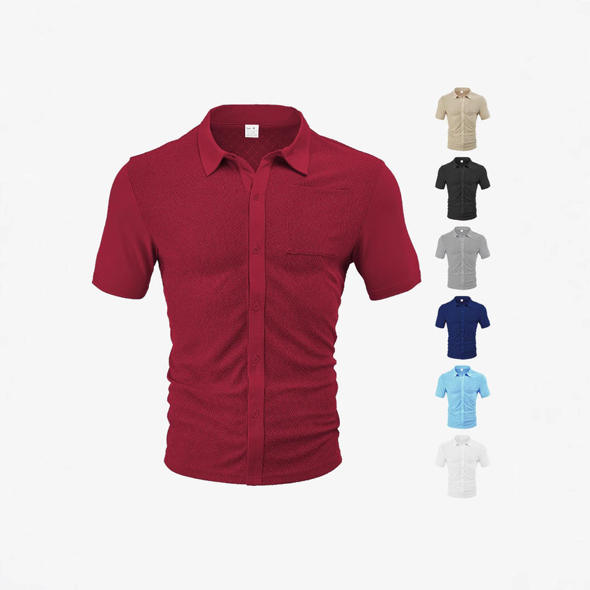 Loose Breathable Jacquard Short Sleeve Shirt