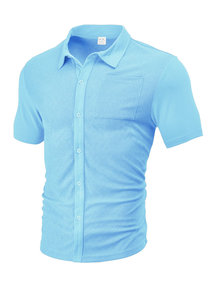 Loose Breathable Jacquard Short Sleeve Shirt
