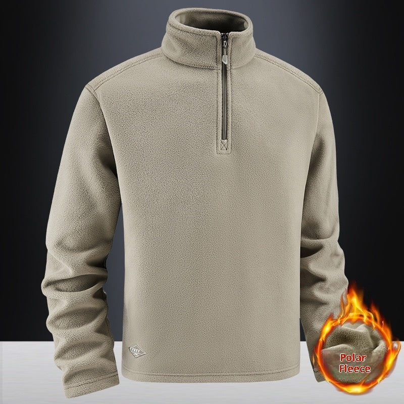 Men's Fleece Stand Collar Solid Warm Jacket