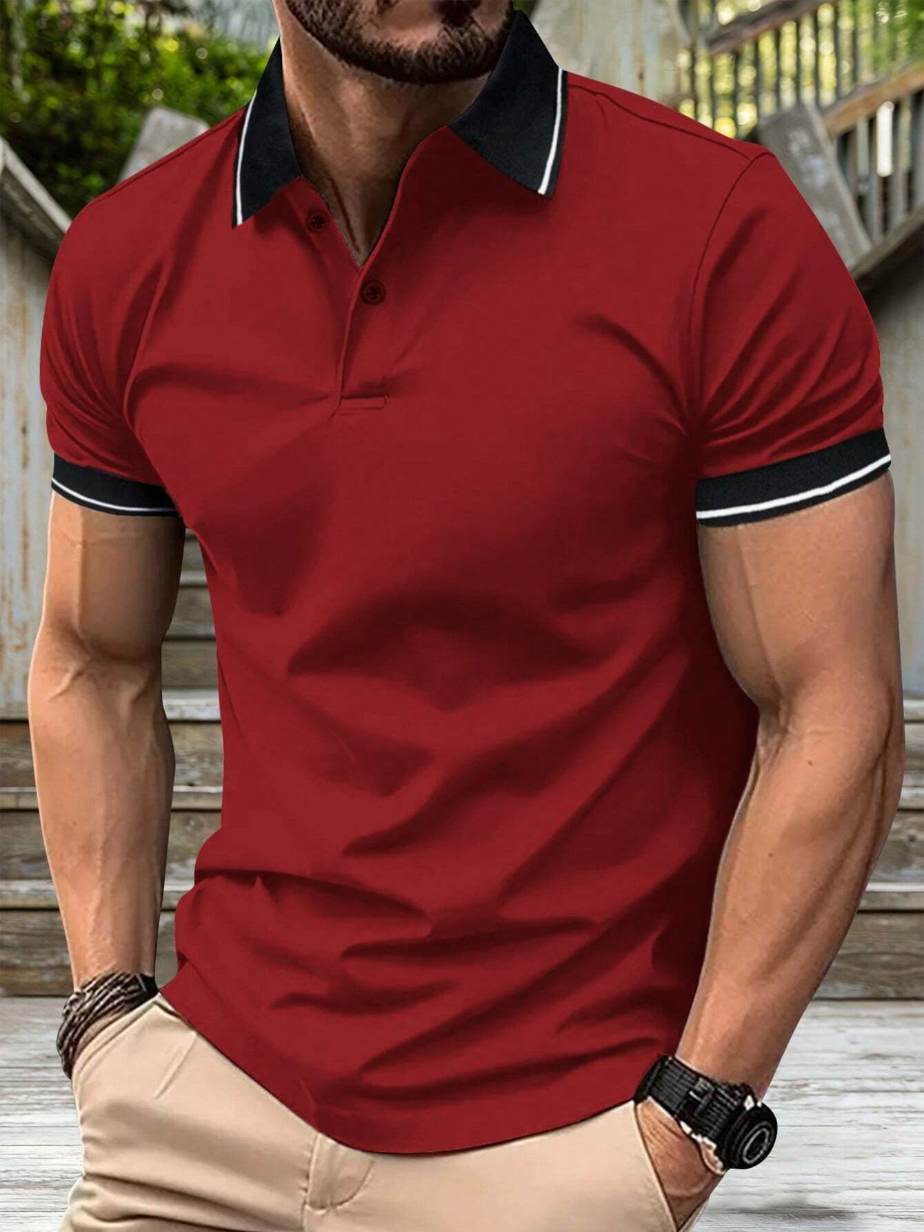 Men's Casual Button Short Sleeve Lapel Shirt