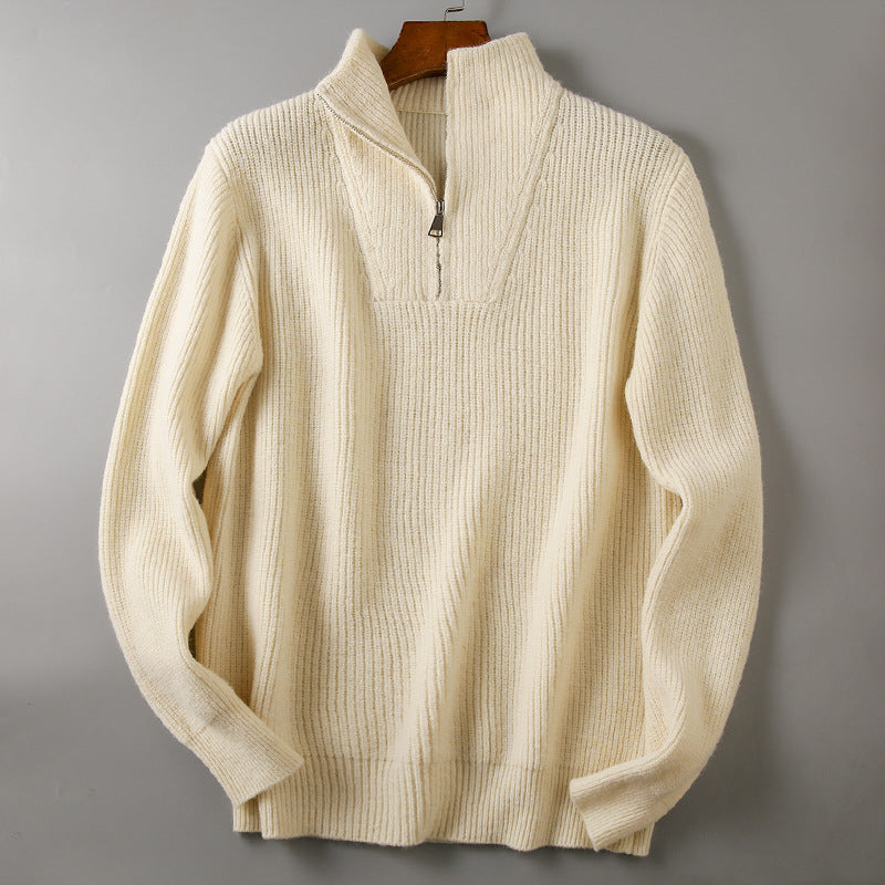 Soft Fabric Half-zip Solid Knitwear
