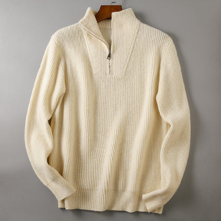 Soft Fabric Half-zip Solid Knitwear