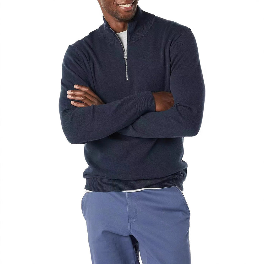 Men's Half Zipper Polo Long Sleeve Sweater