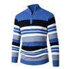 Men's Long-sleeve Half-turtleneck Zip-up Versatile Striped Sweater
