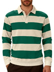 Men's stripped Contrasting Color Button Long Sleeve