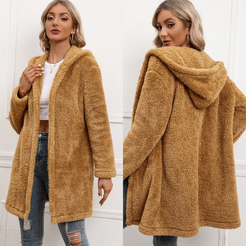 Mid-length Hooded Wool Coat