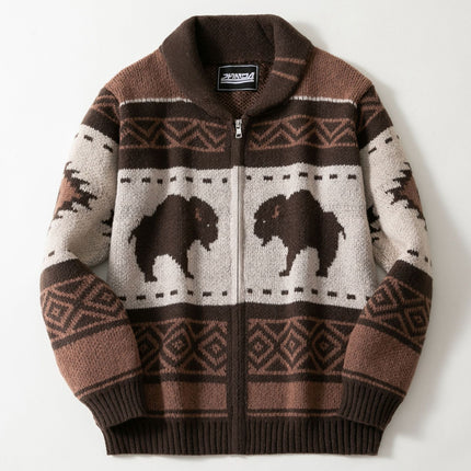 Men's Retro Jacquard Knit Sweater For Autumn And Winter