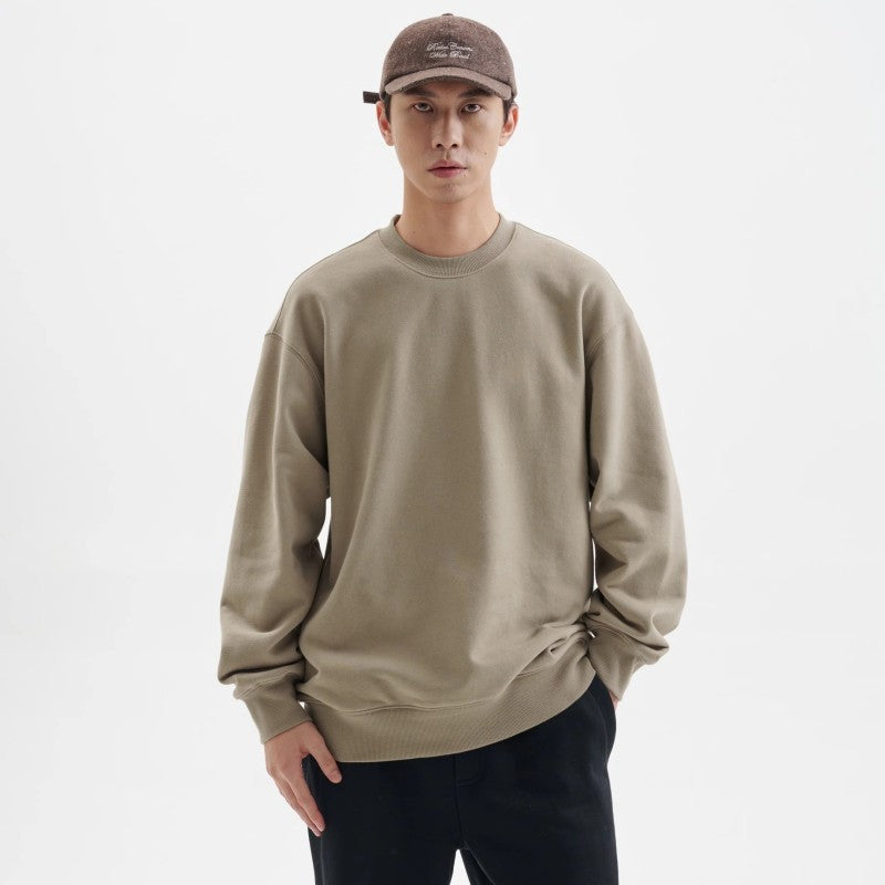 Men's Solid Color Fleece-lined Jumper