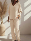 Long-Sleeve Knitted 2-piece Set Lounge Set