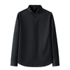Men's Stand Collar Long Sleeve Slim Fit Solid Color Pocket Shirt