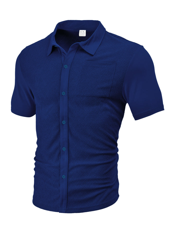 Loose Breathable Jacquard Short Sleeve Shirt