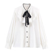 Women's Color-block Bow Layered Decorative Shirt
