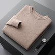 Men's Solid Color Loose Round Neck Wool Sweater