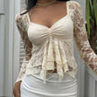 Sexy Backless Long Sleeve Lace Top